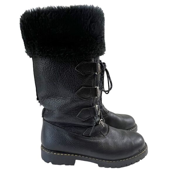 Vintage Sorel Made in Canada Leather Faux Fur Boots - Picture 2 of 13